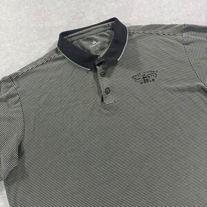 Disney Parks Mens XL Polo Shirt Walt Disney World Grey Black Striped Modal Blend